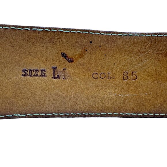 Leather Tan Camel Brown Belt Spain Womens Vintage  Size L - Picture 10 of 10